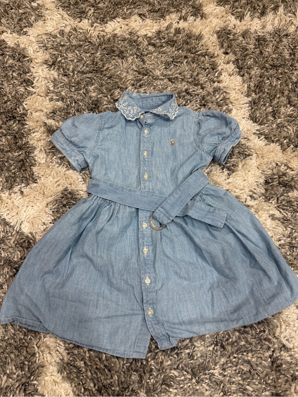 Ralph Lauren Light Blue Chambray Button-Front Belted Dress
